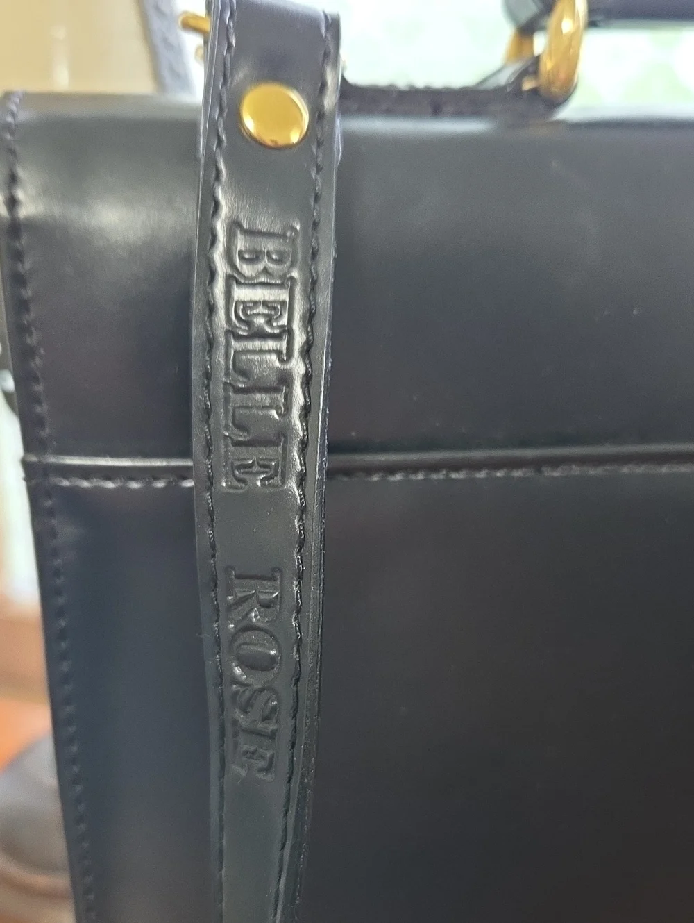 Black Women's Leather Briefcase/bag with Gold Hardware